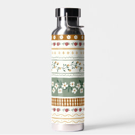 Personalisierte Wasserflasche mit Blumendesign und Trinkflasche