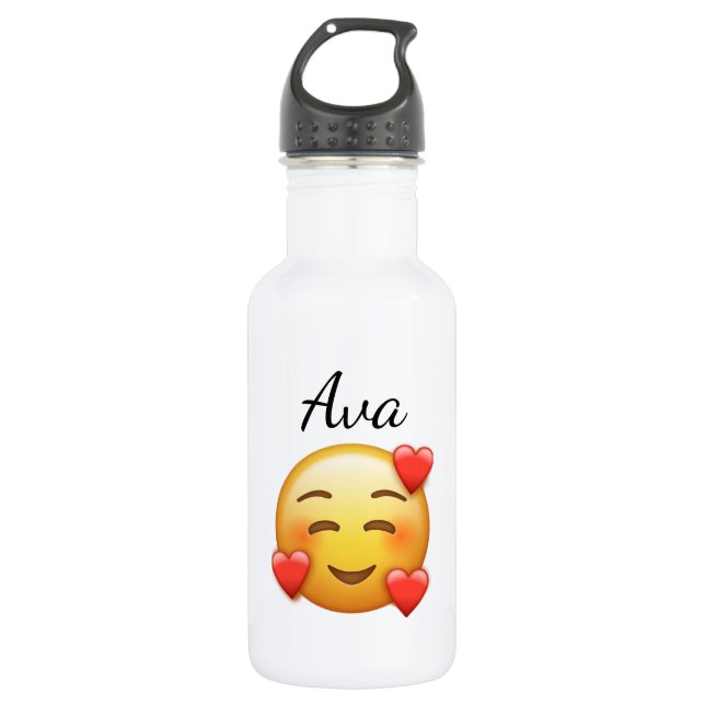Personalisierte Wasserflasche mit Herz-Emoji (Vorderseite)