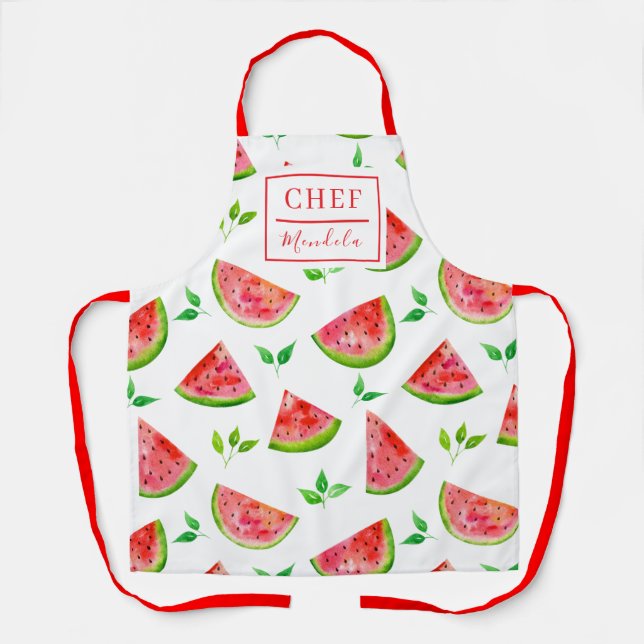 Personalisierte Wassermelonen-Muster-Küchenschürze Schürze (Vorderseite)