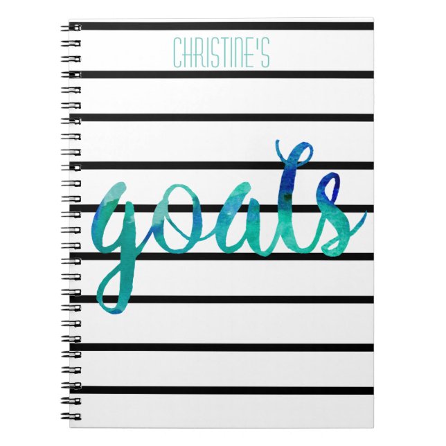 Personalisierte Watercolor-Ziel-Trendy schwarzer Notizblock (Vorderseite)