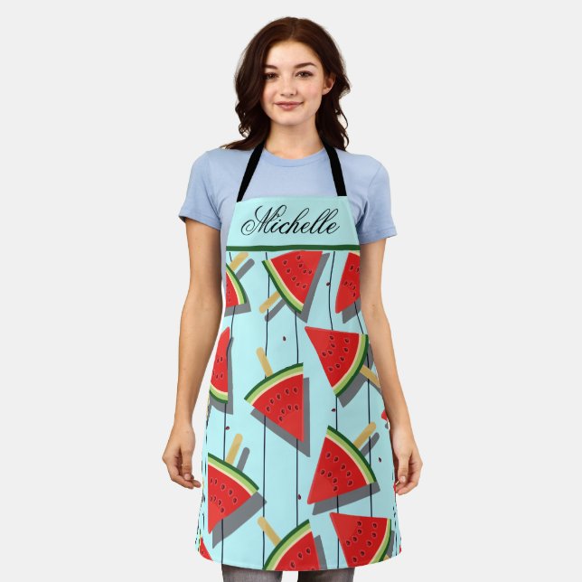 Personalisierte Watermelon Popsicle Muster Schürze (Getragen)