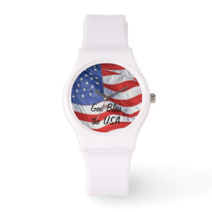 Personalisierte Waving American Flag Armbanduhr