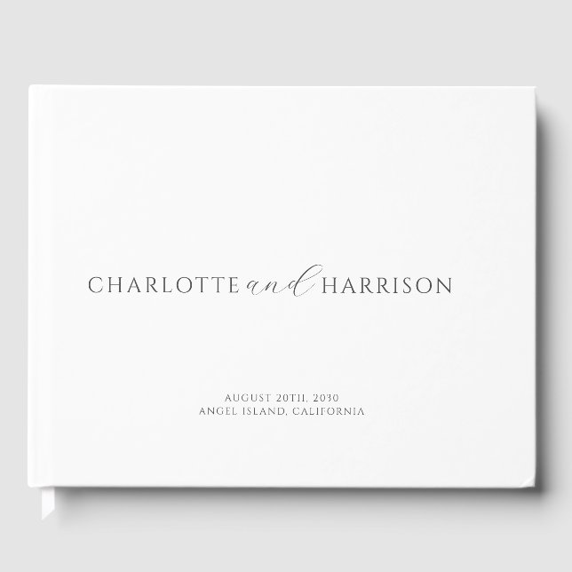 Personalisierte Wedding Monogram White Gästebuch (Vorderseite)