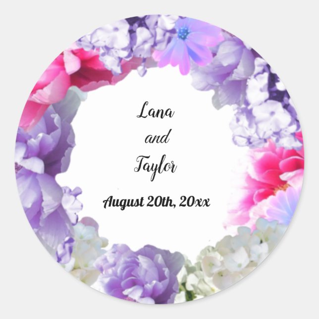 Personalisierte Wedding Wreath Bouquet Sticker (Vorderseite)
