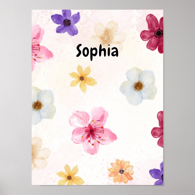 Personalisierte weiche Farbe Blumenbezeichnungen P Poster (Vorne)