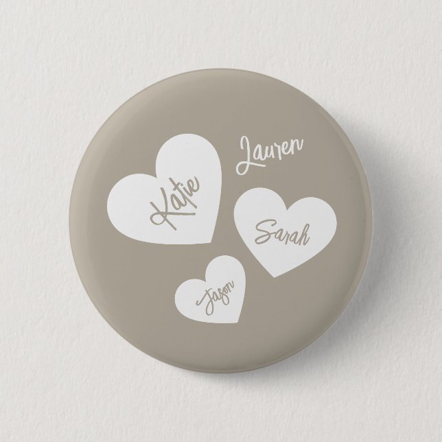 Personalisierte weiche Flüstern Beige Mutter Herze Button (Vorderseite)