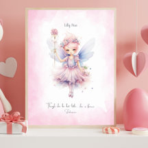 Personalisierte weiche rosa Feen-Nursery-Wandkunst