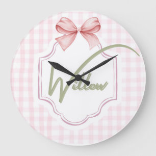 Personalisierte Weiden-Babymädchen-Kinderzimmer-Sc Große Wanduhr