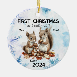 Personalisierte Weihnachten als 3-jährige Familie Keramik Ornament