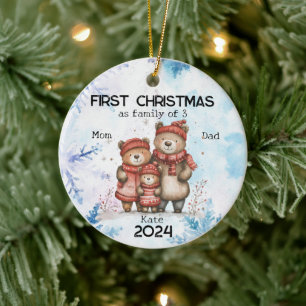 Personalisierte Weihnachten als 3-jährige Familie Keramik Ornament