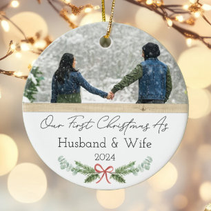 Personalisierte Weihnachten als Ehemann und Ehefra Keramik Ornament