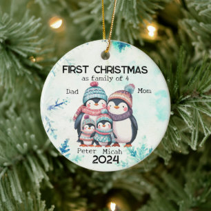 Personalisierte Weihnachten als Familie von 4 Jahr Keramik Ornament