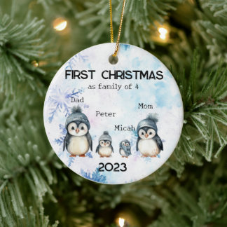 Personalisierte Weihnachten als Familie von 4 Jahr Keramik Ornament