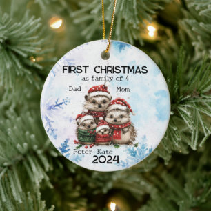 Personalisierte Weihnachten als Familie von 4 Jahr Keramik Ornament
