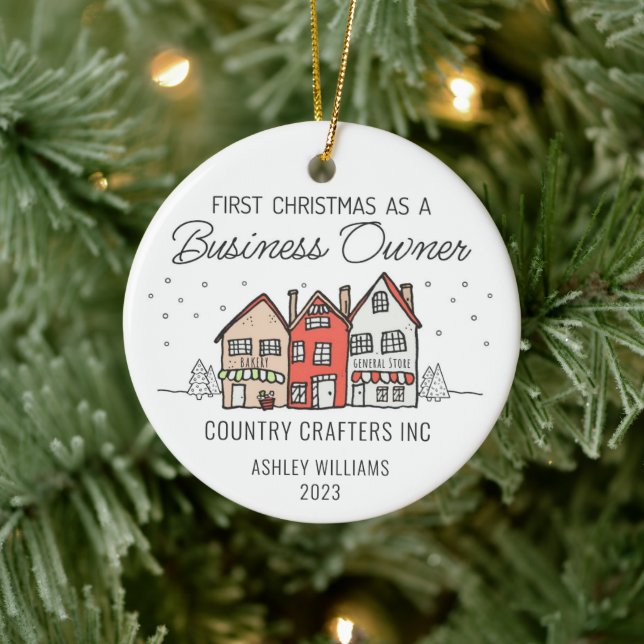 Personalisierte Weihnachten als Geschäftsinhaber Keramik Ornament (Baum)