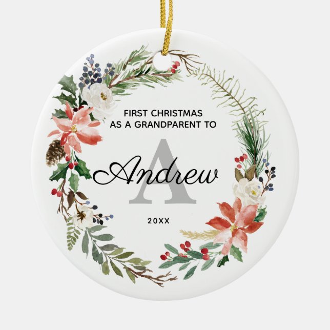 Personalisierte Weihnachten als Großeltern Keramik Ornament (Vorne)