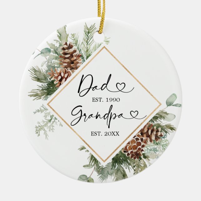 Personalisierte Weihnachten als Großvatergabe Keramik Ornament (Vorne)