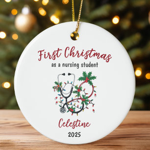Personalisierte Weihnachten als Krankenpfleger Keramik Ornament