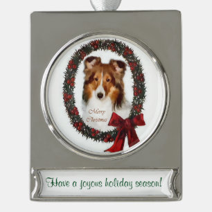 Personalisierte Weihnachten Banner-Ornament Silber