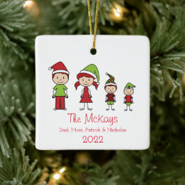 Personalisierte Weihnachten der Keepake-Familie Keramikornament