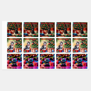 Personalisierte Weihnachten Gruß Kitten Stickers. Etiketten
