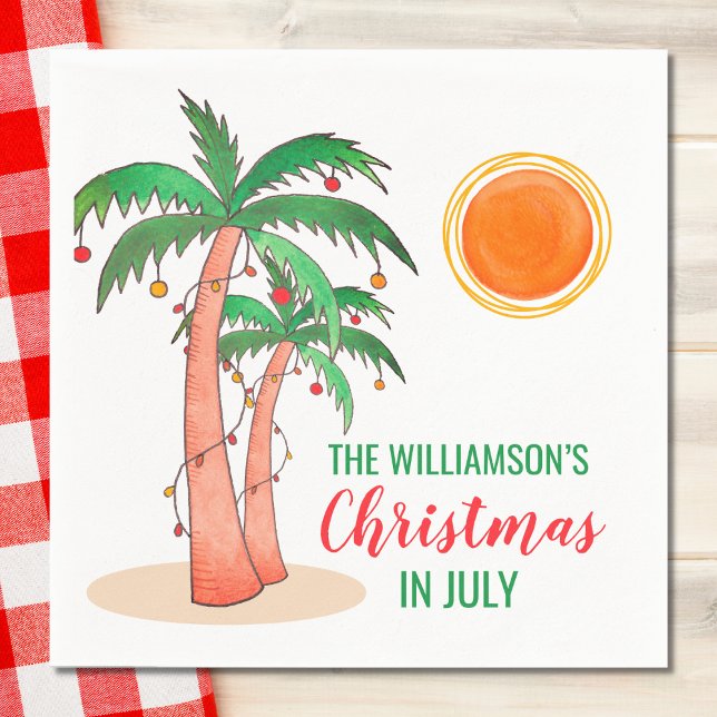 Personalisierte Weihnachten im Juli Palmen Bäume Serviette (Von Creator hochgeladen)