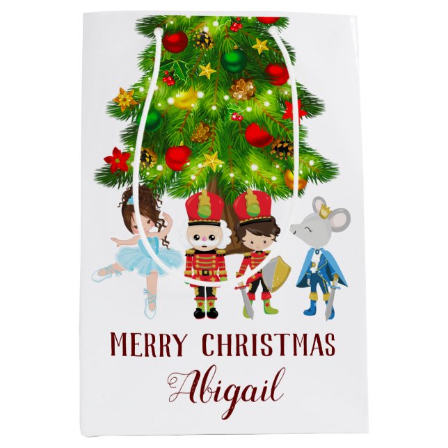 Personalisierte Weihnachten im Nutcracker-Ballett Mittlere Geschenktüte (Vorderseite)