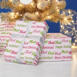 Personalisierte Weihnachten in Rosa und Grün Geschenkpapier