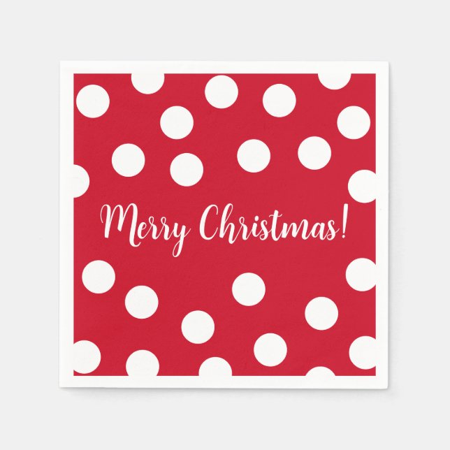 Personalisierte Weihnachten in Rot und Weiß Serviette (Vorderseite)