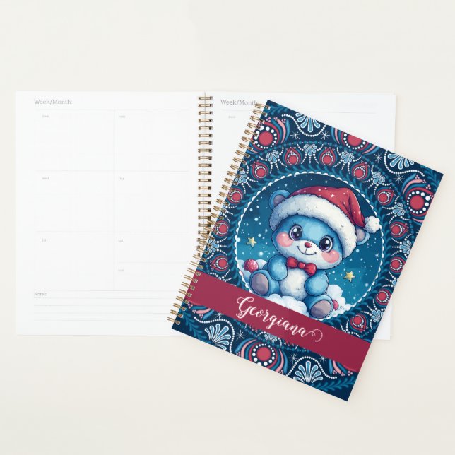 Personalisierte Weihnachten Kawaii Bear Dot Mandal Planer (Anzeige)
