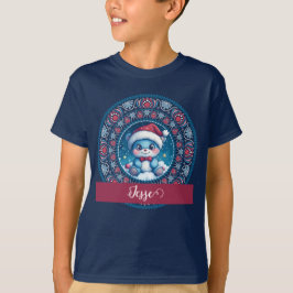 Personalisierte Weihnachten Kawaii Bear Dot Mandal T-Shirt