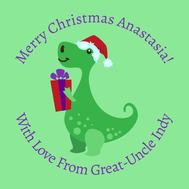 Personalisierte Weihnachten Niedlicher Dinosaurier Geschenkpapier (Von Creator hochgeladen)