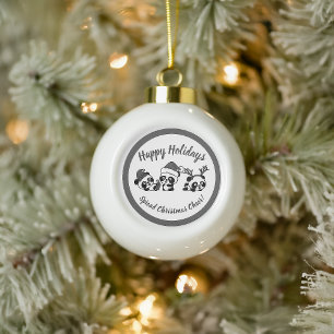 Personalisierte Weihnachten Pandas Schneeflocken Zinn-Ornament