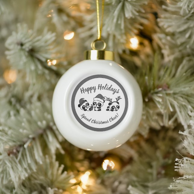 Personalisierte Weihnachten Pandas Schneeflocken Zinn-Ornament (Von Creator hochgeladen)