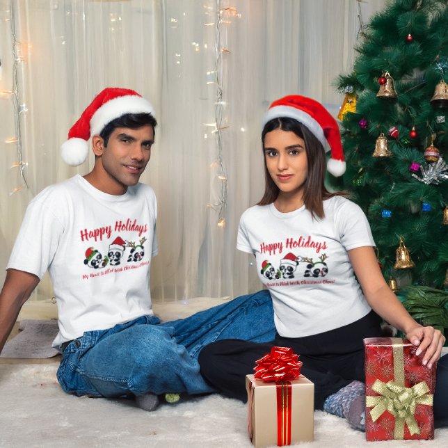 Personalisierte Weihnachten Pandas T-Shirt (Von Creator hochgeladen)