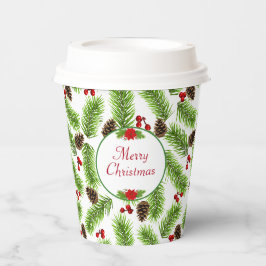 Personalisierte Weihnachten Pinecones & Berries Pappbecher