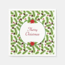 Personalisierte Weihnachten Pinecones & Red Berrie Serviette