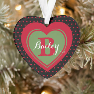 Personalisierte Weihnachten Schwarz, Rot und Grün Ornament