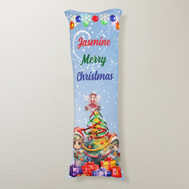 Personalisierte Weihnachten Seitenschläferkissen (Vorderseite Vertikal)