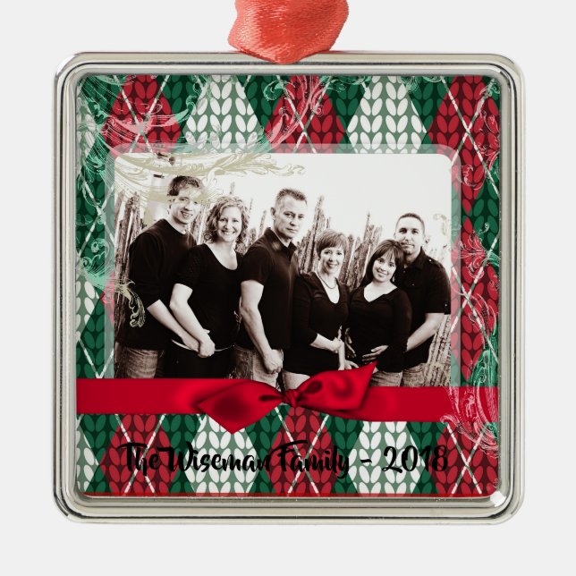 Personalisierte Weihnachten Ugly Sweater FOTO Orna Ornament Aus Metall (Vorne)