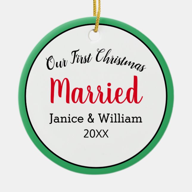 Personalisierte Weihnachten Verheiratet Keramik Ornament (Vorne)