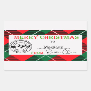 Personalisierte Weihnachten vom Weihnachtsmann Rechteckiger Aufkleber