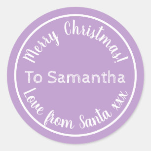 Personalisierte Weihnachten von Santa Lila Lilac Runder Aufkleber