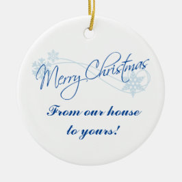 Personalisierte Weihnachten von unserem Haus zu di Keramikornament