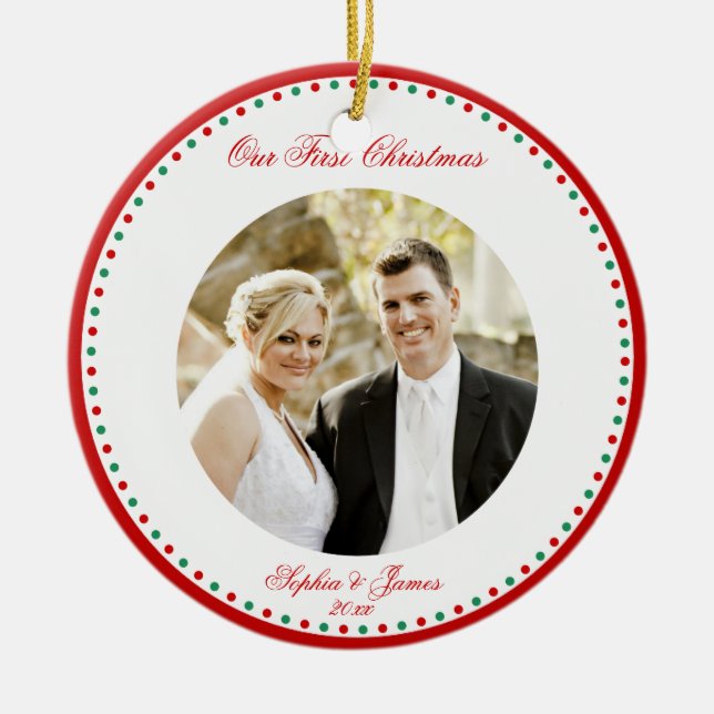 Personalisierte Weihnachten - Zierdekoration Keramikornament (Vorne)
