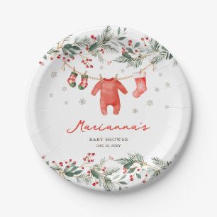 Personalisierte Weihnachts-Baby-Party Pappteller