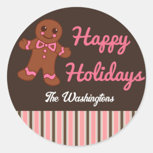 Personalisierte Weihnachts-Gingerbread-Aufkleber Runder Aufkleber