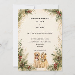 Personalisierte Weihnachts-Golden-Retriever-Hochze Einladung