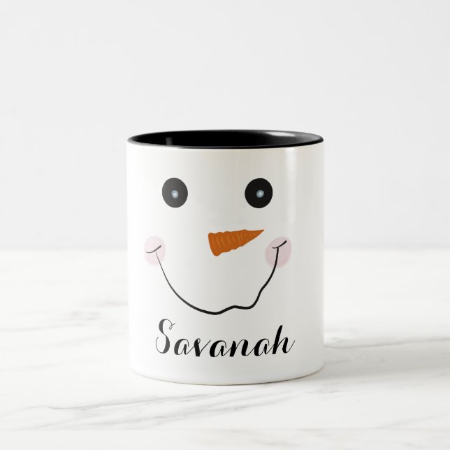 Personalisierte Weihnachts-Happy Snowman Tasse (Mittel)