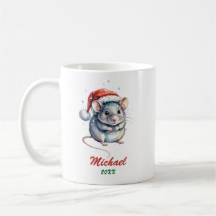 Personalisierte Weihnachts-Haustierratte mit Santa Kaffeetasse